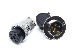 Роз'єм GX30-6pin комплект (Гніздо з фланцем + штекер)