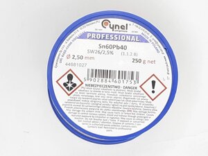 Припій Cynel Sn60Pb40 діаметром 2.5мм з флюсом вага 250гр в Одеській області от компании Кладовая мастера на Закупка