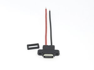 USB type-C гніздо вертикальне з дротами 6 см під пайку на корпус
