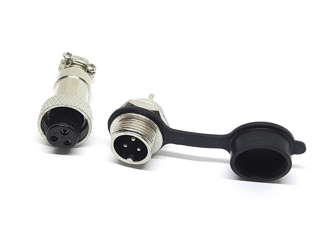 Роз'єм GX12 mini XLR M12, RS765 3 контакту (3pin) пара (Гніздо з вологозахисною заглушкою + штекер) від компанії Кладова Майстра на Закупка - фото 1