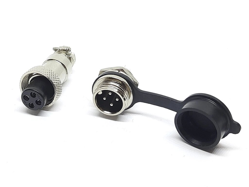 Роз'єм GX12 mini XLR M12, RS765 4 контакту (4pin) пара (Гніздо з вологозахисною заглушкою + штекер) від компанії Кладова Майстра на Закупка - фото 1