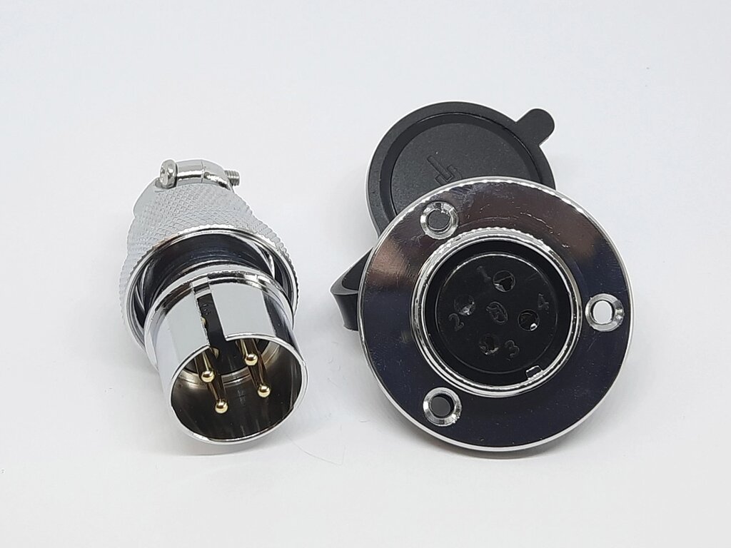 Роз'єм GX25F-4pin (DM25F-4AE) дзеркальний комплект (Штекер з фланцем + гніздо) від компанії Кладова Майстра на Закупка - фото 1
