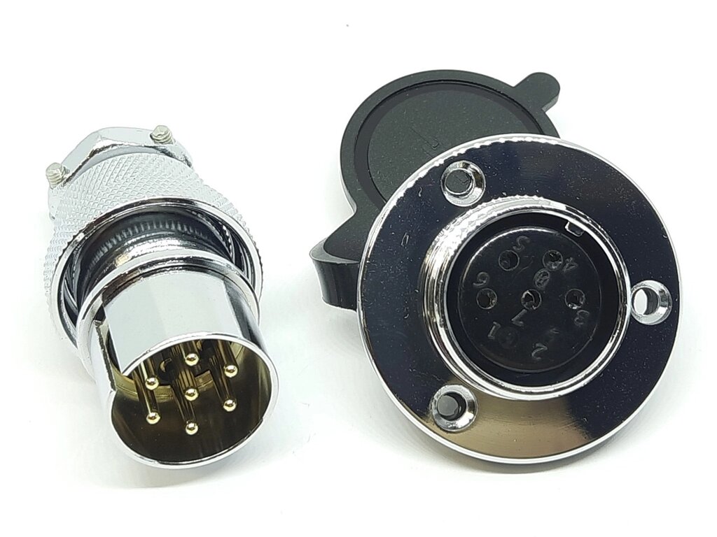 Роз'єм GX25F-7pin (DM25F-7AE) дзеркальний комплект (Штекер з фланцем + гніздо) від компанії Кладова Майстра на Закупка - фото 1