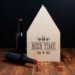 Ящик для пива "Beer time" для 6 пляшок, Світле дерево, англійська