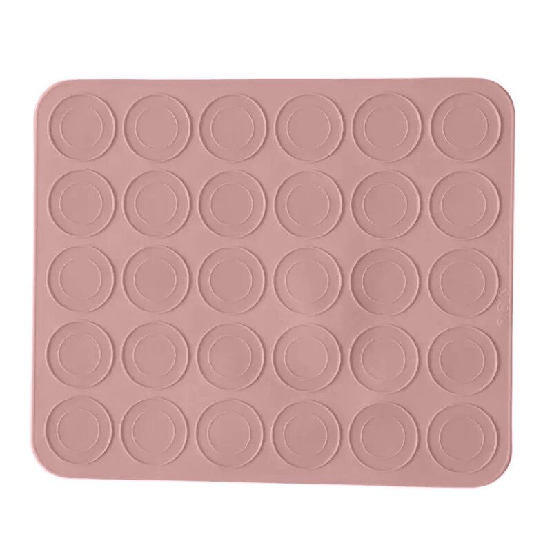 Форма для випічки силіконова «Macaroons» килимок 25х28 см (30 шт х 3,5 см) Рожево-коричневий від компанії ВсеСам - все для дому та саду - фото 1
