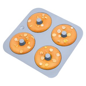 Форма квадратна силіконова для випічки пончиків та печива на 4 комірки 23.5х23.5х2 см