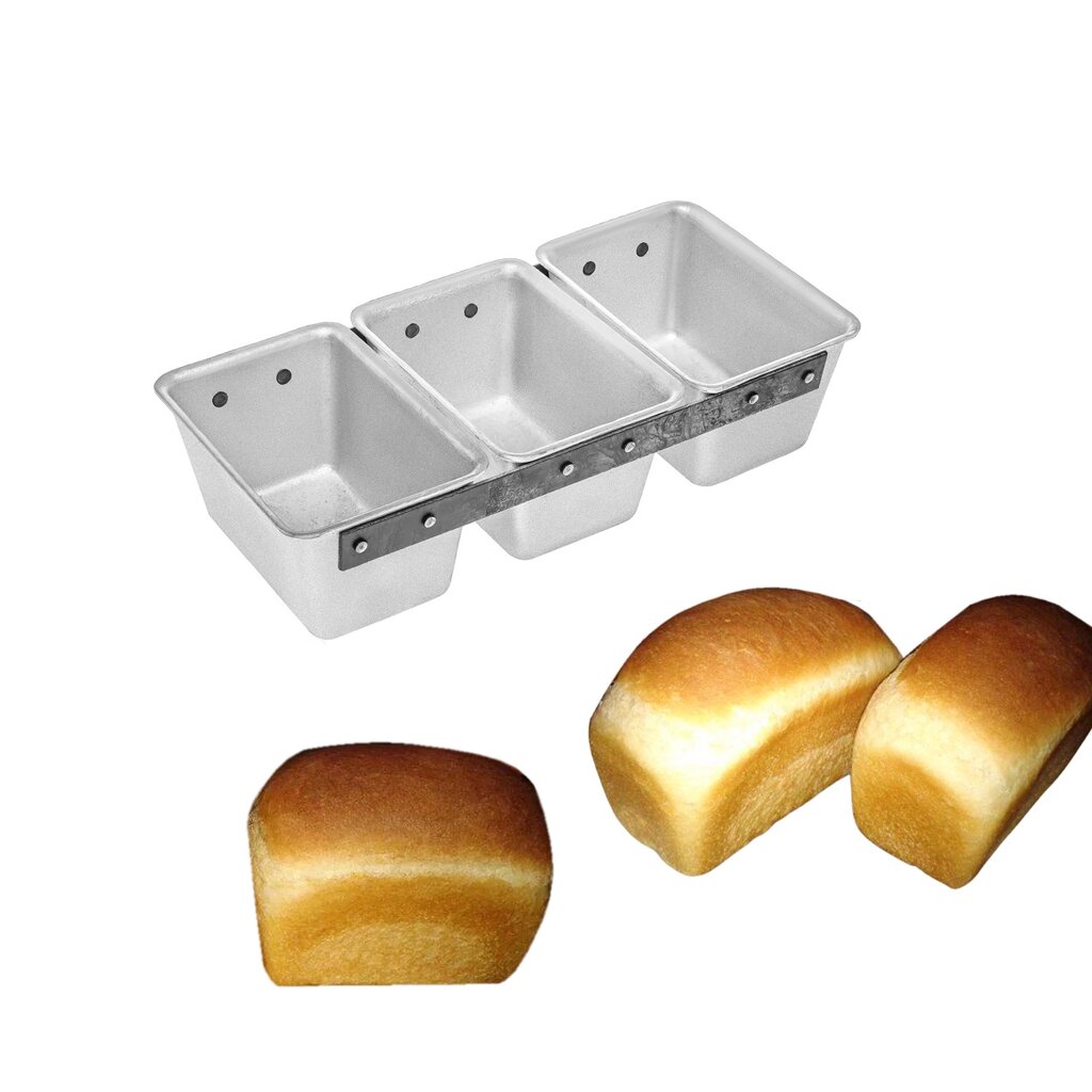 Форма потрійна хлібна для випічки бородинського хліба 11Д алюміній (17.5x12x9 см) від компанії ВсеСам - все для дому та саду - фото 1