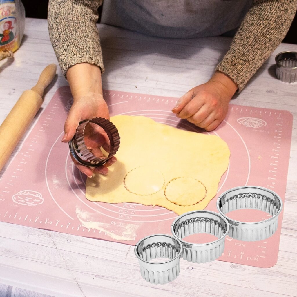 Набір хвилястих форм для оформлення салатів та висічки тіста для пельменів вареників Ø 8.5/7/5.5 см (3 шт.) від компанії ВсеСам - все для дому та саду - фото 1