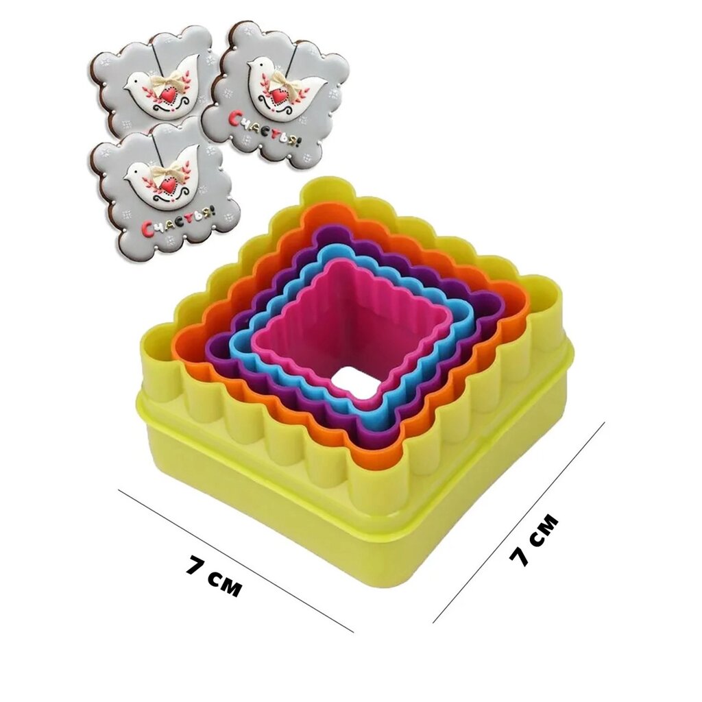 Набір із 6 пластикових квадратних форм вирубок для пряників та печива від компанії ВсеСам - все для дому та саду - фото 1