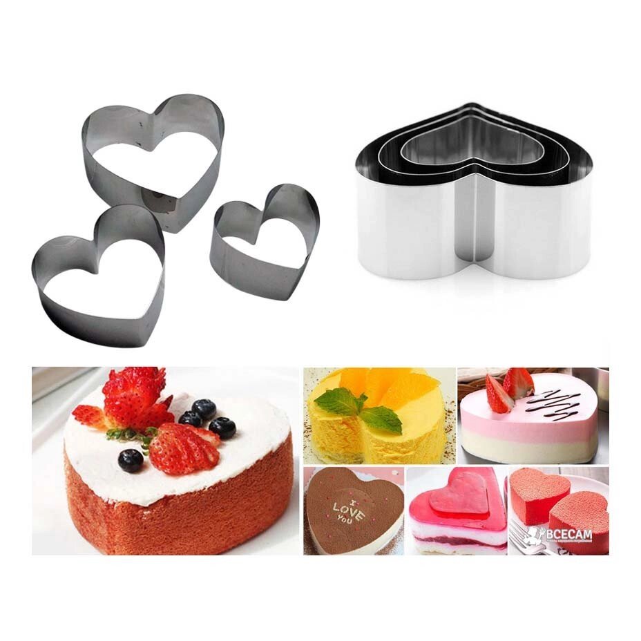 Набір металевих форм для десертів, тістечок тіста (викладки/вирубки) у формі сердець від компанії ВсеСам - все для дому та саду - фото 1