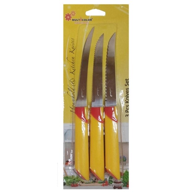 Набір з 3 кухонних ножів з різними типами пилок (довжина 23/22.3/22 см) від компанії ВсеСам - все для дому та саду - фото 1