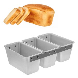 Форма потрійна хлібна для випікання стандартного "соціального" хліба цеглинки Л7 алюміній (34х21.2х11 см)