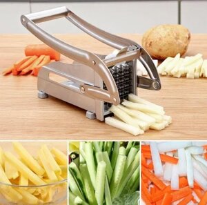 Прес для нарізування картоплі фрі соломкою картоплерізка металева ручна слайсер Potato Chipper