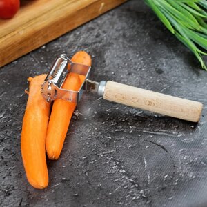 Овочечистка економка + шатківниця для овочів та корейської моркви сталева двостороння 17 см