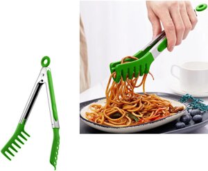 Щипці граблі для спагетті пластикові з ручками з нержавіючої сталі та силікону 26 см