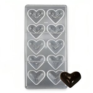 Форма пластикова для шоколадних цукерок (шоколаду) та желе «Сердечки» 27.5 х 13.5 х 2.4 см