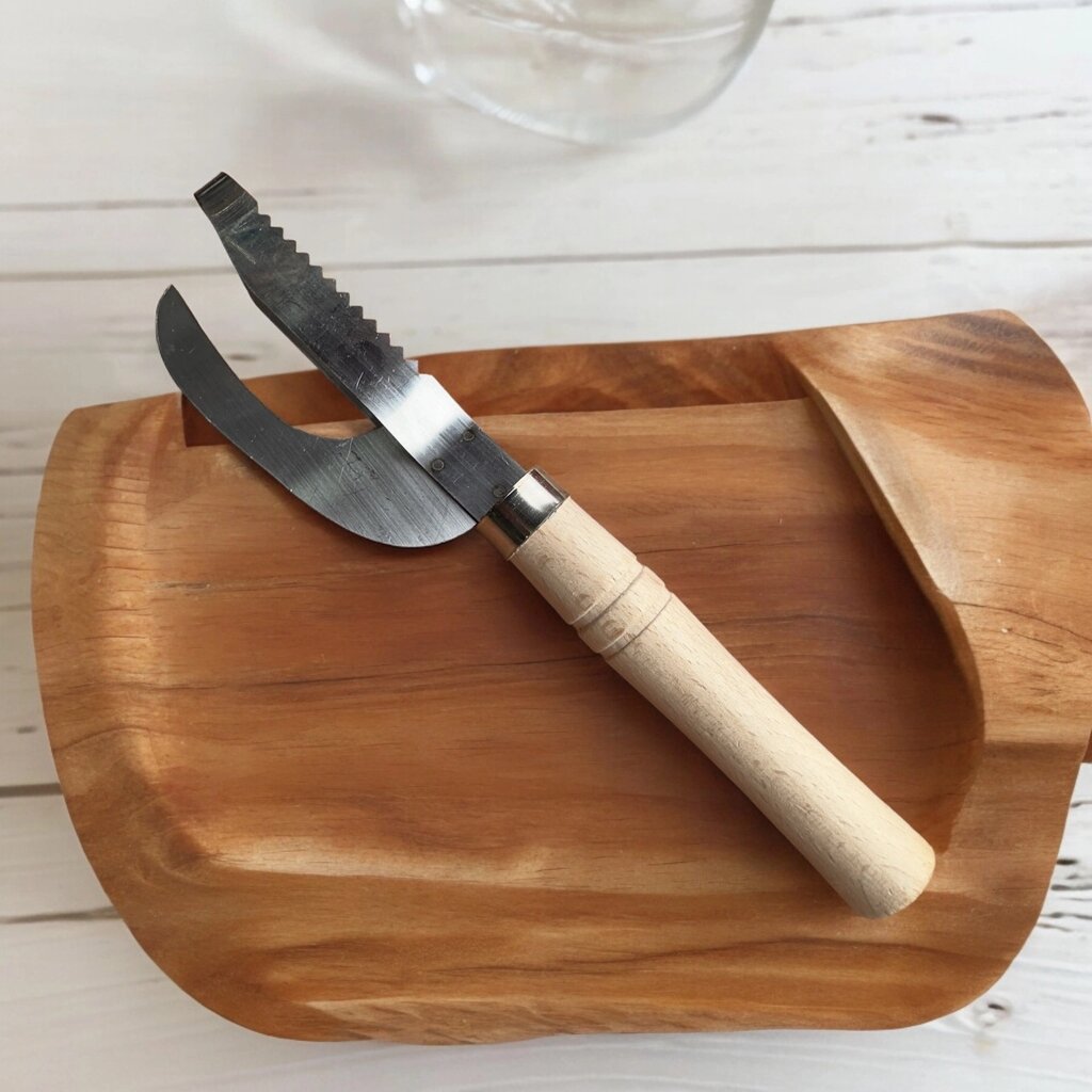 Рибочистка ніж для чищення риби з дерев'яною ручкою 22 см від компанії ВсеСам - все для дому та саду - фото 1