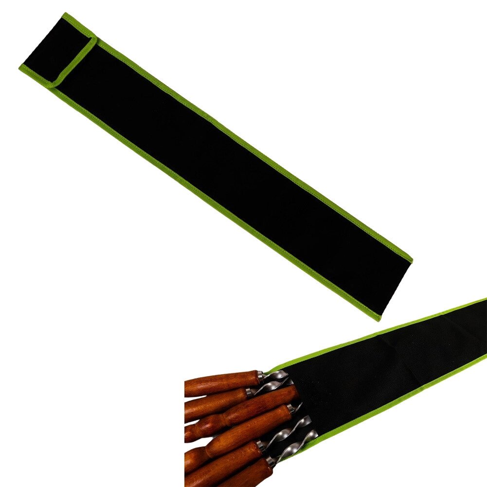 Сумка чорна водостійка чохол для 6 шампурів з дерев'яними ручками 62x14 см від компанії ВсеСам - все для дому та саду - фото 1