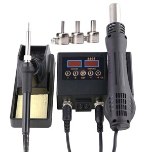 Паяльна станція 8898 комбінована 2 в 1 паяльник + термофен / LCD / 100-500°C / 650 Вт в Київській області від компанії Интернет-магазин VNGSM