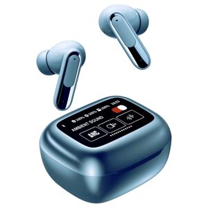 Бездротові навушники LIVE BEAM 3 TWS з LED дисплеєм, Bluetooth 5.4, ANC + ENC, 380mAh, IP55 Blue в Київській області від компанії Интернет-магазин VNGSM