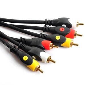 Кабель Audio-Video 3хRCA (тато) => 3хRCA (тато), GOLD connector, CU, круглий, 1,8 м в Київській області від компанії Интернет-магазин VNGSM