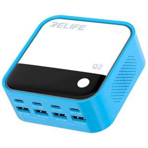 Швидкий зарядний пристрій Relife Q2 GaN / 4xUSB QC / 4xType-C PD / RGB підсвітка / 120W Max / Blue в Київській області від компанії Интернет-магазин VNGSM