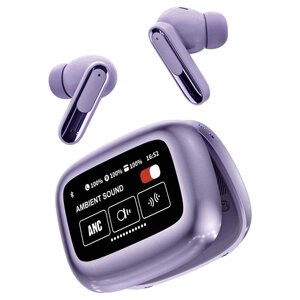 Бездротові навушники LIVE BEAM 3 TWS з LED дисплеєм, Bluetooth 5.4, ANC + ENC, 380mAh, IP55 Purple в Київській області від компанії Интернет-магазин VNGSM