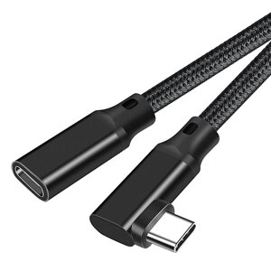 Кабель подовжувач Type-C – Type-C Elbow PQ117 / PD 240W / USB 3.2 / E-Marker / кутовий 90° / 0.2м в Київській області від компанії Интернет-магазин VNGSM