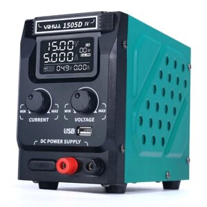 Блок живлення YIHUA-1505D-IV 15V 5A, імпульсний, із цифровою індикацією (V/A/W), Quick Charge 3.0