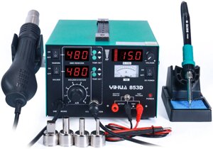 Паяльна станція YIHUA 853D / 3 в 1 / фен, паяльник, блок живлення / 800 Вт / 480°C / 15V / 1A в Київській області від компанії Интернет-магазин VNGSM