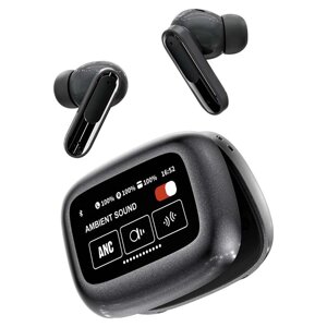Бездротові навушники LIVE BEAM 3 TWS з LED дисплеєм, Bluetooth 5.4, ANC + ENC, 380mAh, IP55 Black