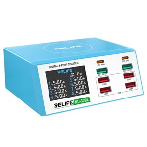 Швидкий зарядний пристрій Relife RL-309A 8xUSB / PD3.0 45W / QC3.0 / автовідключення / 100W Max в Київській області від компанії Интернет-магазин VNGSM