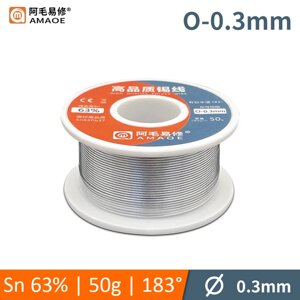 Припій, олово для паяння Amaoe 0.3 mm (Sn63/Pb37/183C/50g)