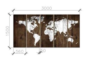 Карта світу інтер'єр з дерева 3 * 1,5 м