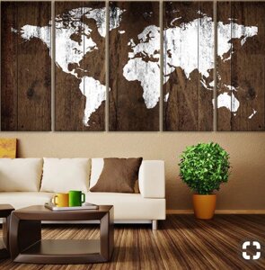 Панно на стіну з дерева -Карта світу" з дерева 3 * 1,5 м
