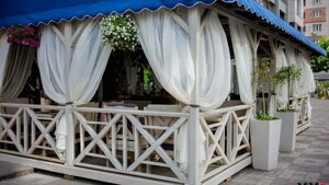 Штори для альтанок і веранд фото з просоченням - від мух і комарів НЕТІНЬВІ в Одеській області від компанії Беседки Wood Luxury