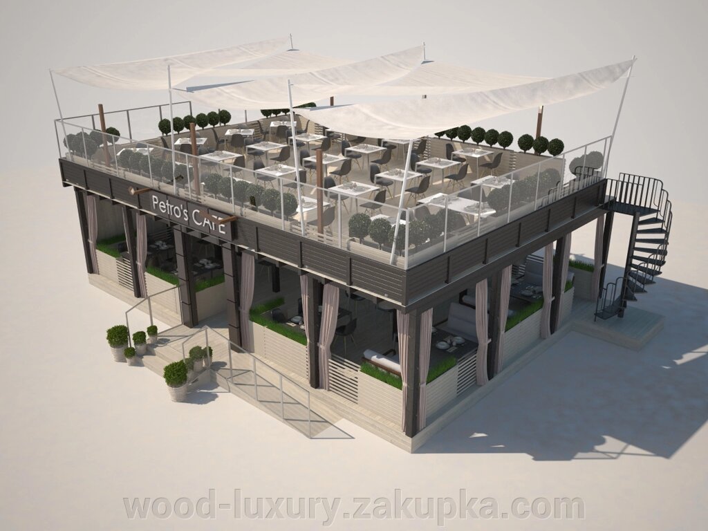 Розробка проекту кафе і його виробництво. Проекти кафе під ключ. від компанії Альтанки Wood Luxury - фото 1