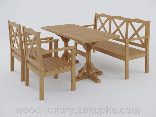 Вуличні меблі непофарбованіі: меблі для дачі дерев'яні wooden lake комплект (summer-1-0-0)