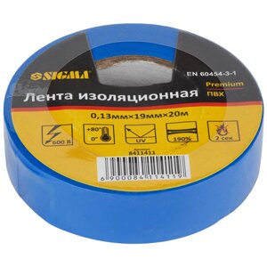 Ізолента ПВХ (синя) 0.13мм19мм20м Premium SIGMA (8411411)
