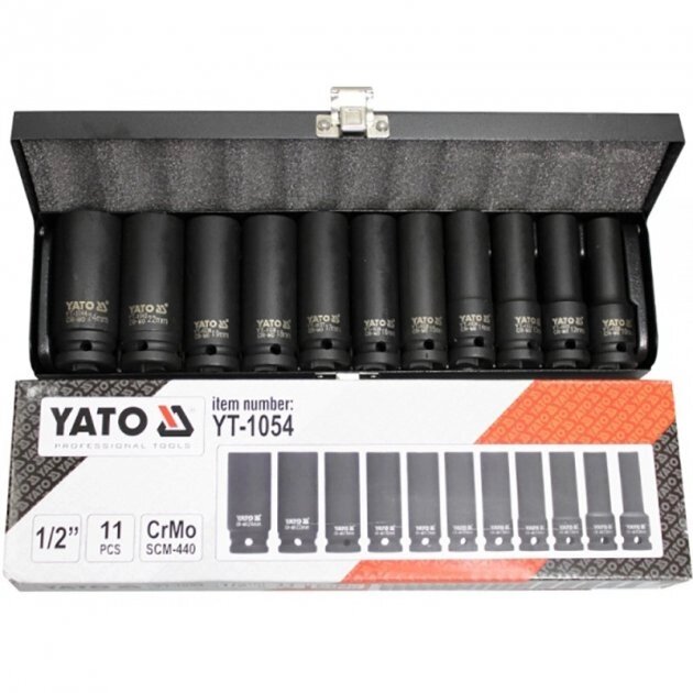 Набір головок ударних торцевих YATO 1/2" М10-24 х 78 мм 11 шт YT-1054 від компанії Інтернет-магазин "STORETOOLS" - фото 1