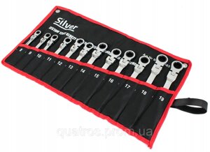 Комплект комбінованих ключів 12шт. з тріскачкою та шарніром 8-19 мм SILVER SK-012-03