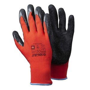 Трикотажні рукавички з частковим спіненим латексним покриттям р10 (чорні, манжет) SIGMA (9445581)