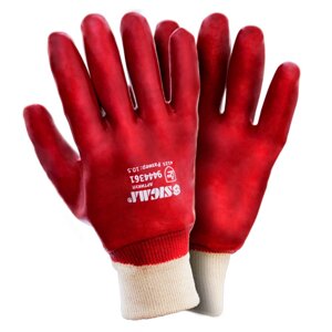 Трикотажні рукавички із ПВХ покриттям (червоні, манжет) SIGMA (9444361)
