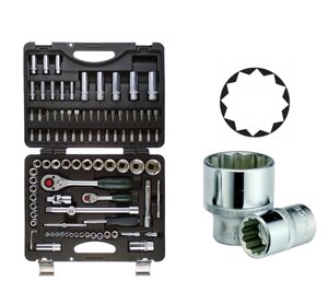 Набір інструменту комбінований1/2"-1/4"головки 12гранів 94од. (шт.) FORCE 4941R-9 F