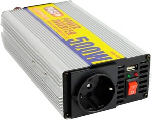 Перетворювач напруги PULSO, IMU 500, 12V-220V, 500W, USB-5VDC0.5A, мод. хвиля, клеми