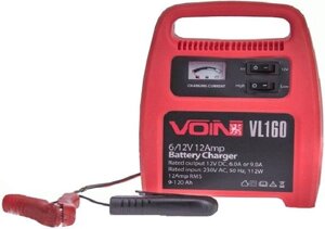 Зарядний пристрій VOIN VL-160 6-12V, 12A, 9-120Ah, стрілка-індикатор.