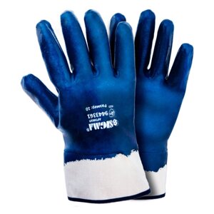 Трикотажні рукавички з нітриловим покриттям (сині краги) SIGMA (9443361)