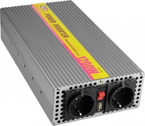 Перетворювач напруги PULSO, IMU-1200, 12V-220V, 1200W, USB-5VDC0, 5A, мод. хвиля, клеми