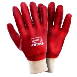 Трикотажні рукавички з покриттям ПВХ (червоні манжет) 120 пар SIGMA (9444371)