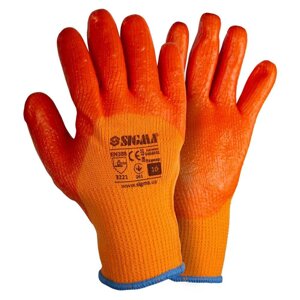Трикотажні рукавички з частковим покриттям ПВХ утеплені р10 (оранж, манжет) SIGMA (9444441)